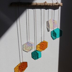 Honeycomb suncatcher. Balcony decoration, spring window decoration, garden decoration, honeycomb suncatcher, glass window decoration for hanging, glass wall decoration image 8