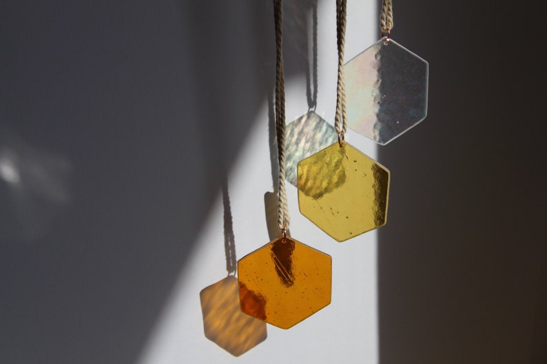 Honeycomb suncatcher. Balcony decoration, spring window decoration, garden decoration, honeycomb suncatcher, glass window decoration for hanging, glass wall decoration image 2