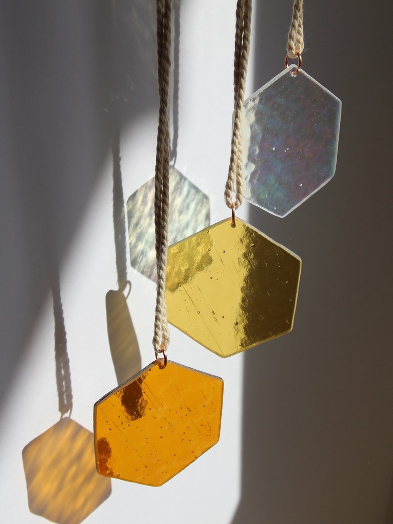 Honeycomb suncatcher. Balcony decoration, spring window decoration, garden decoration, honeycomb suncatcher, glass window decoration for hanging, glass wall decoration image 4