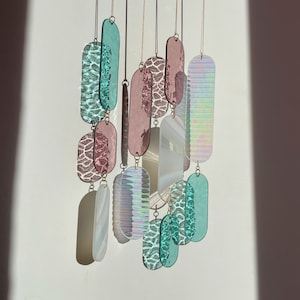 Playful String Glass Mobile Suncatcher with gold triangle