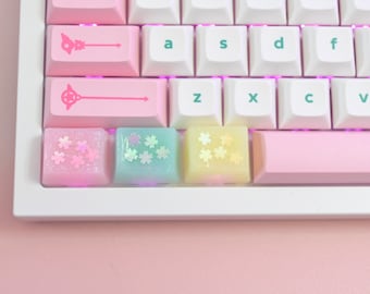 Kawaii Sakura Artisan Keycap, Pink Pastel Mechanical Keyboard Key