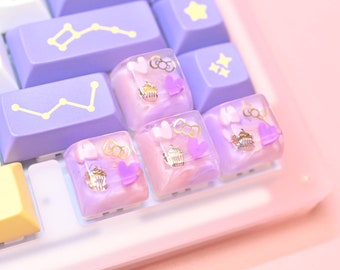 Sugar Plum Sweet Bow Artisan Keycap – Cute Pastel Bow Keycap for Mechanical Keyboards | Coquette Desk Setup