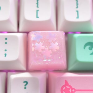 Kawaii Cute Pink Pastel Sakura Flowers Artisan Keycap For Mechanical Keyboards (One Keycap ONLY) SA Profile