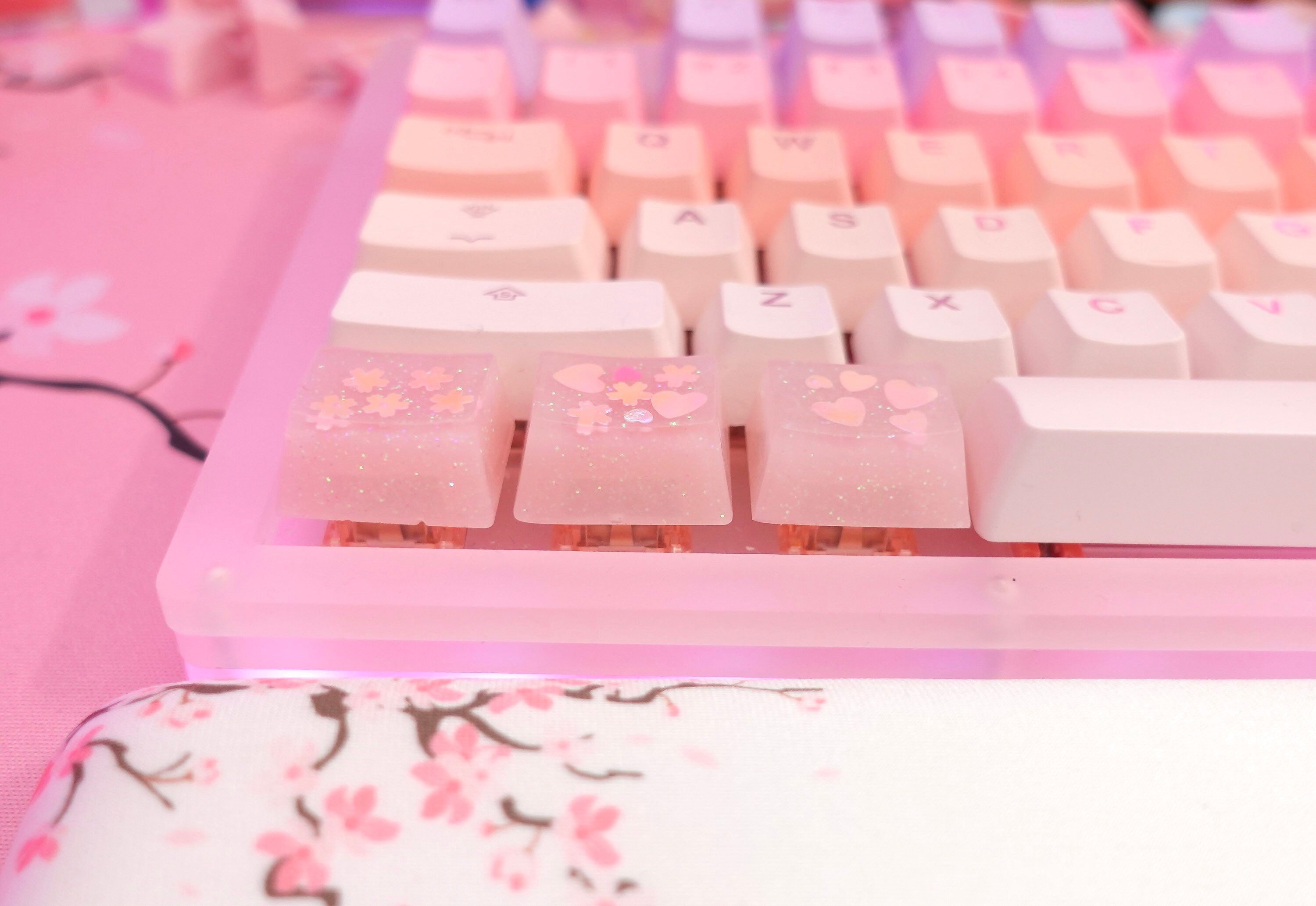 Handmade Kawaii Pink Hearts Artisan Keycap, Mechanical Keyboard - Etsy