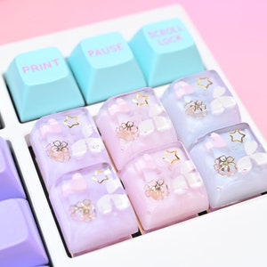 Kawaii Cute Pink Sakura Star Artisan Keycap For Mechanical Keyboards (One Keycap ONLY) SA Profile