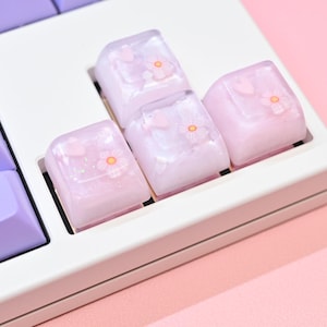 Kawaii Cute Pink Heart Sakura Artisan Keycap For Mechanical Keyboards (One Keycap ONLY) SA Profile