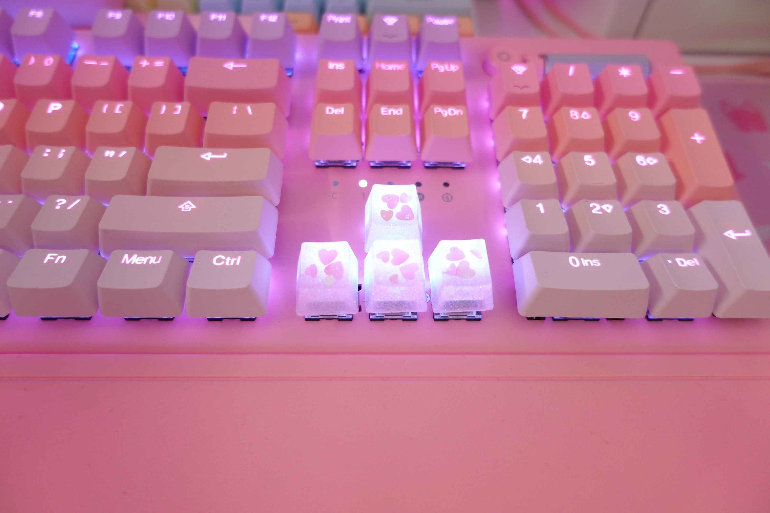 Kawaii Cute Pink Pastel Pink Hearts Artisan Keycap For Etsy