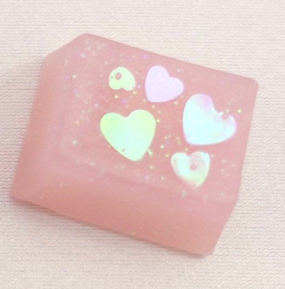 Kawaii Cute Pink Pastel Pink Hearts Artisan Keycaps for