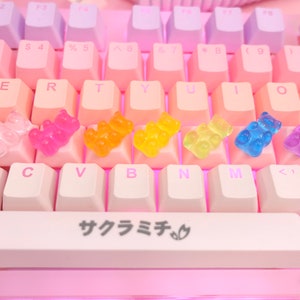 Kawaii Cute Pastel Rainbow Gummy Bears Artisan Keycap For Mechanical Keyboards (One Keycap ONLY)
