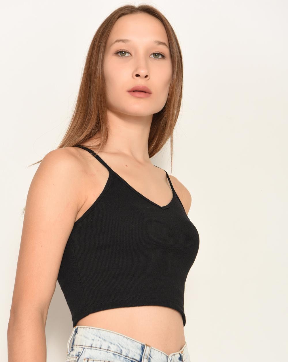 black thin strap top