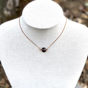 Smoky Quartz Necklace, Natural Gemstone Necklace, Minimalist Gemstone, Layering Necklace, Floating Stone, Intention Necklace, Crystal Ball