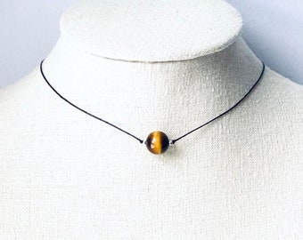 Tiger Eye Necklace, Crystal Ball Necklace, Sphere Necklace