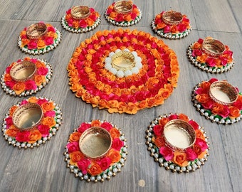 Diwali Decoration Rangoli Tea Light Candle Holder, Deepavali Pooja Decor Diyas, Home Entryway Puja Mandir Diwali Aesthetic