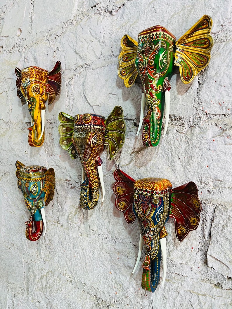 Indian Elephant Head Wall Mount, Boho Wall Hanging, Elephant Metal Wall ...