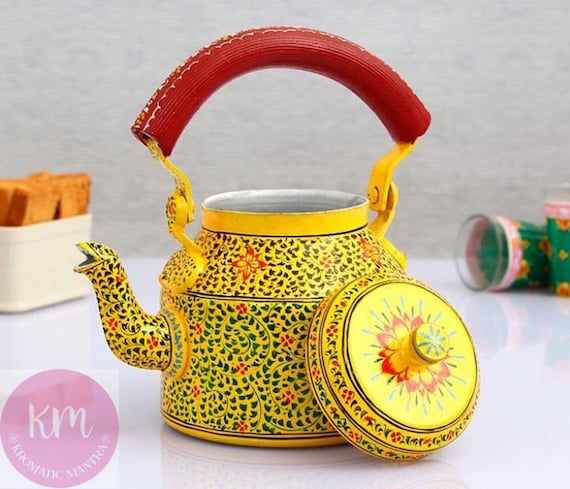 Masala Chai Indian Tea Kettle Hand Painted Tea Kettle Sunshine Tea Pot  Serving Teapots Tea Lover Gift Tea Party Favor Tea Brewer 