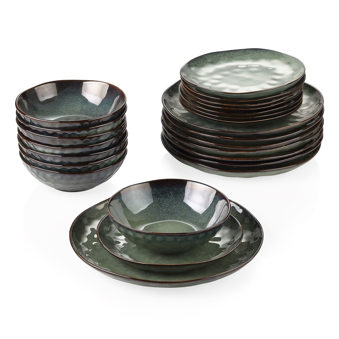 Full Set Ceramic Green Color Dinnerware Set Vintage Ceramic Etsy