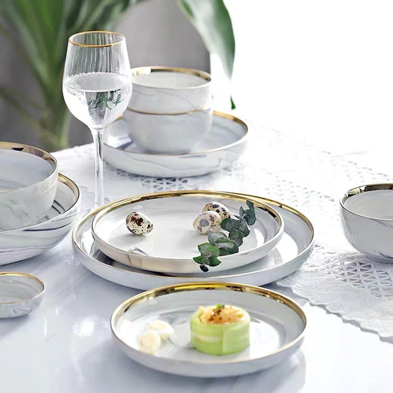 Full Set Keramik Marmor Geschirr Set KeramikEssteller Etsy