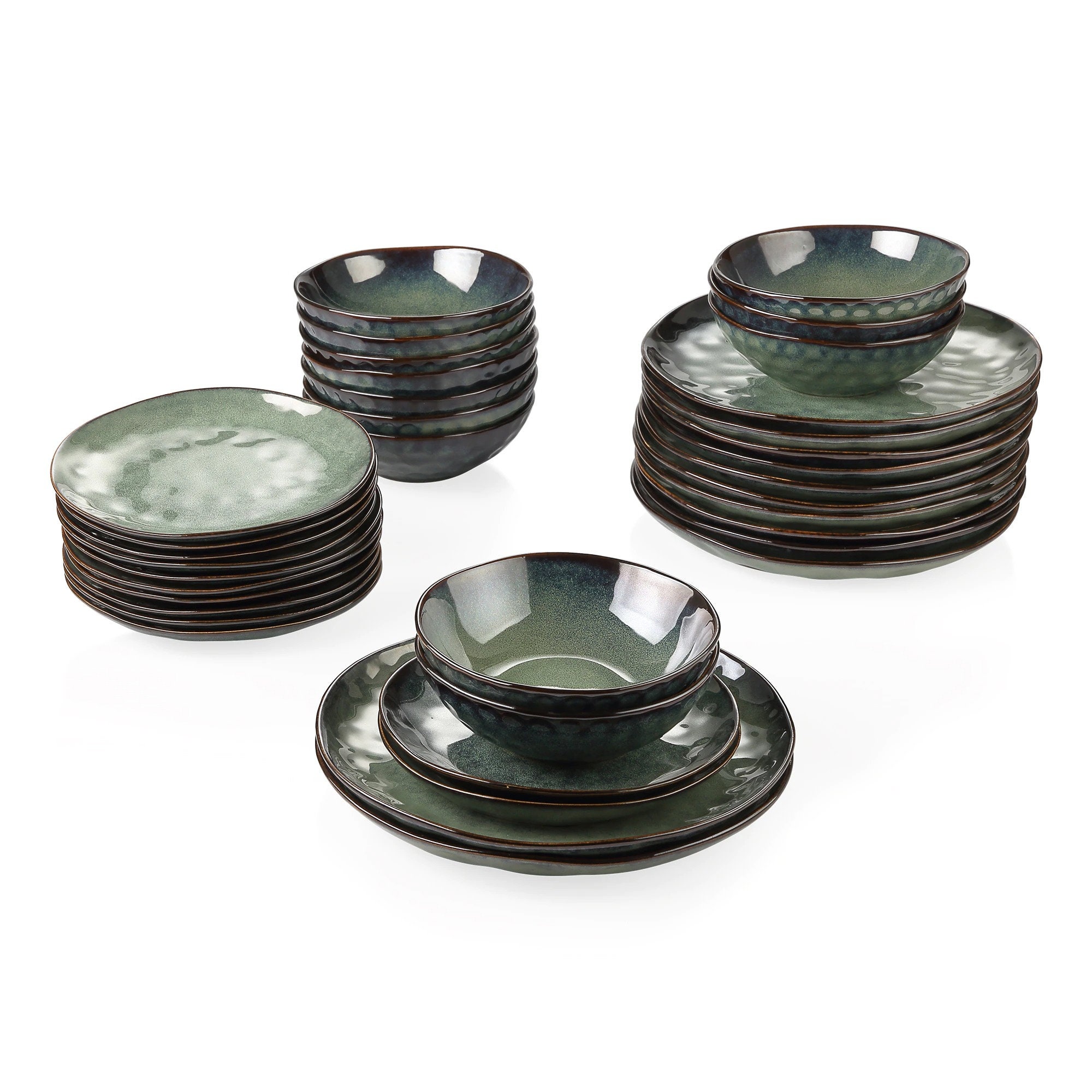 Full Set Ceramic Green Color Dinnerware Set Vintage Ceramic Etsy