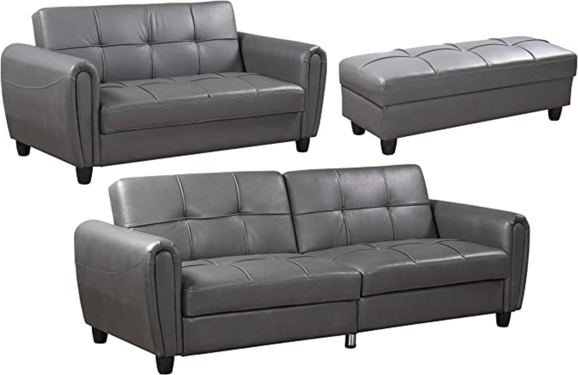 Zinc Faux Leather Sofa Bed With Hidden Storage in PU Leather Etsy UK