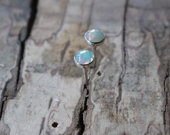 Well Opal Earring Studs | Handmade in Solid Sterling Silver 5mm Pair