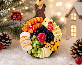 Handcrafted Polymer Clay Charcuterie Board Ornament, 3D Food