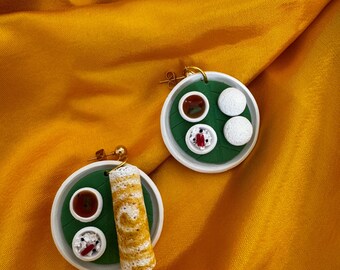 Handcrafted Dosa Idli Earrings l South Indian Food Earrings l Faux Food Earrings l Cute Foodie Gift l Gift for Indian girl