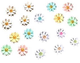 Tiny paper flowers for handmade cards, Small paper daisies for scrapbooking, junk journals, and DIY crafts, Mini paper flower embellishments