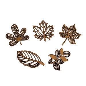 Laser cut plants, foliage die cuts, dimensional leaf cutout, Plants die cuts, foliage embellishments, Plants cardboard shapes - set of 3