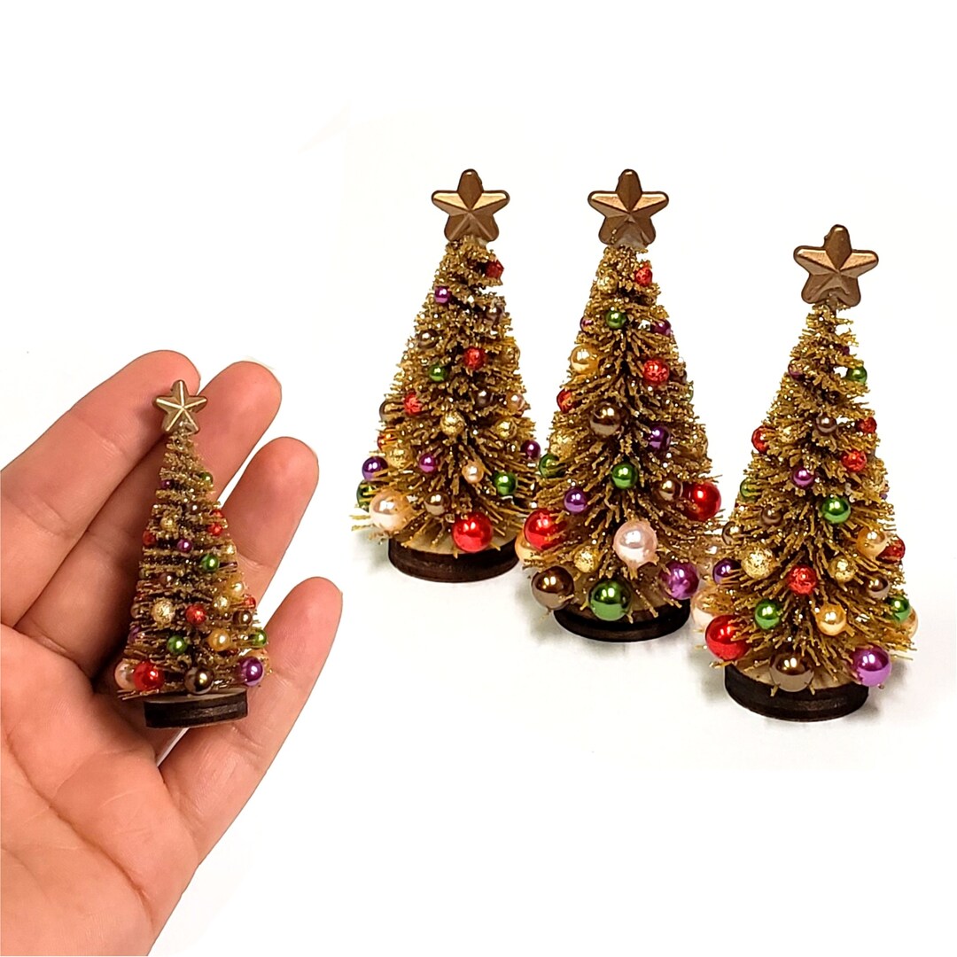 Gold Miniature Dollhouse Christmas Tree Vintage Style Etsy