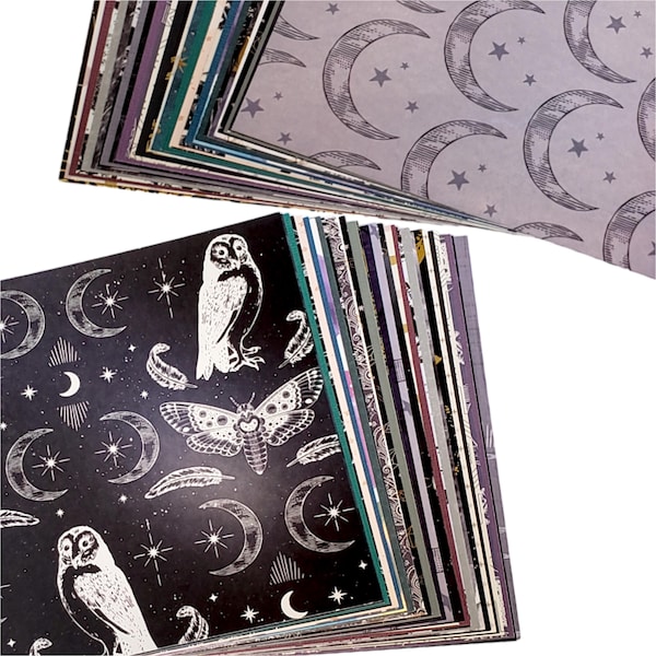 Mystical scrapbook paper Magic symbols cardstock paper, Celestial Elements crafts paper,  30pc 6x6inch sheets, Cosmic scrapbook paper pack