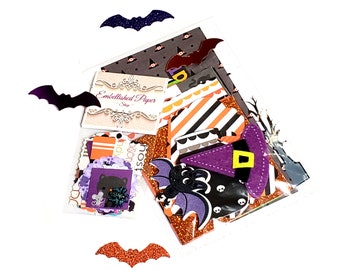 Halloween ephemera scrapbook kit, Halloween junk journal embellishments, Halloween paper crafts supplies - 30pc mini kit