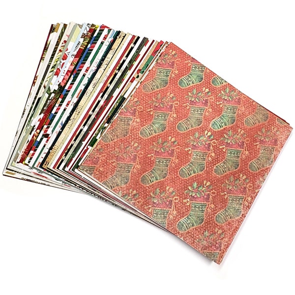 Vintage Style Christmas paper sheets, Vintage Style Scrapbook Paper 6x6inch 30pc sheets, Christmas Vintage Style Scrapbook paper bundle pack