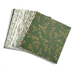 Green Scrapbook paper pack, Green craft paper, 35pc 6x6 green printed paper sheets