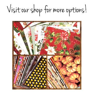 May include: Assortment of patterned scrapbook paper in various colors and designs, including holiday themes like Christmas and Halloween, and a polka dot pattern.  Visit our shop for more options!