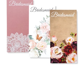 Handmade Bridesmaid Proposal Gift Insert, Embellished Wedding Gift Tags, Mini Cards for Bridal Shower Gifts