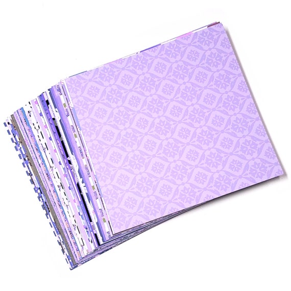 Purple scrapbook paper variety pack, Purple paper sheets, mixed paper pack purple printed pattern scrapbook paper, INCLUDES 35-6x6 sheets
