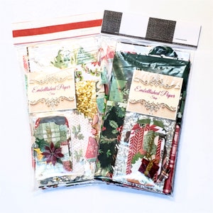 Christmas ephemera & embellishments scrapbook paper kit, Christmas junk journal kit, Christmas scrapbook crafts supplies - 30pc mini kit