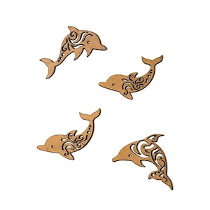 Delfines cortados con láser, troqueles de delfines, delfines de cartón, adornos de delfines, delfines dimensionales kraft, formas de delfines 3D - juego de 3