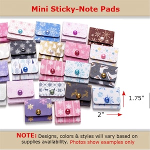 Christmas mini sticky notepads — Office holiday party favors, Stocking stuffers, Miniature notebooks, Small gift for staff & coworkers. Winter / Snowflakes
