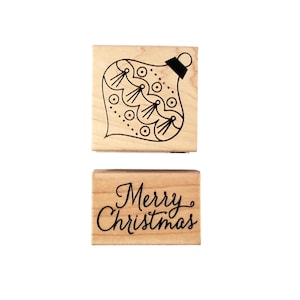 Pre-owned 2pc Holiday Rubber Stamps – Merry Christmas & Christmas Ornament Stamp for Handmade Cards, Scrapbooks and Holiday Crafts (STAMP71)