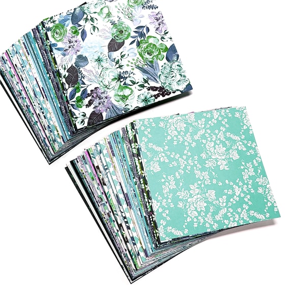 Blue scrapbook paper sheets, Blue craft paper variety pack, Mixed scrapbook paper in shades of blue, INCLUDES 35-6x6 sheets