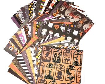 Mixed Halloween Cardstock Paper & Scrapbooking Paper Pack, Halloween Paper for Handmade Cards and DIY Crafts - INCLUDES 30-6x6 sheets