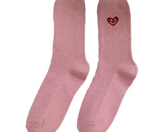 Pink Smiley Face Wink Socks