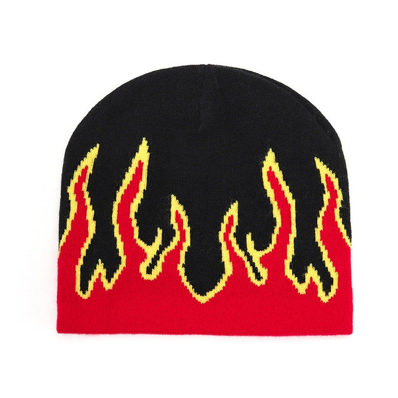 Unisex Flame Beanie Multiple Colors red