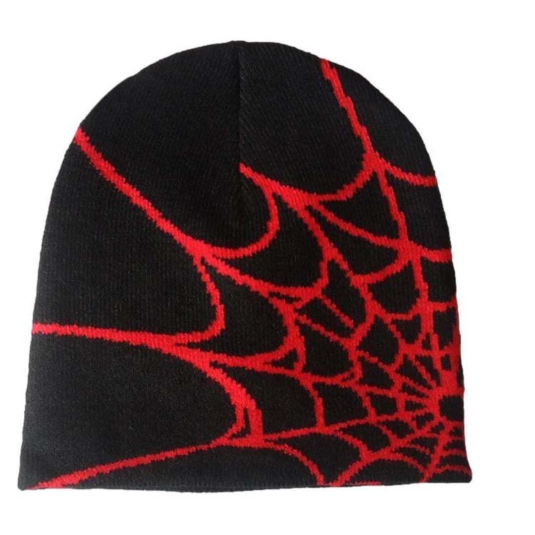 Spider Jacquard Beanie Black, Red Etsy