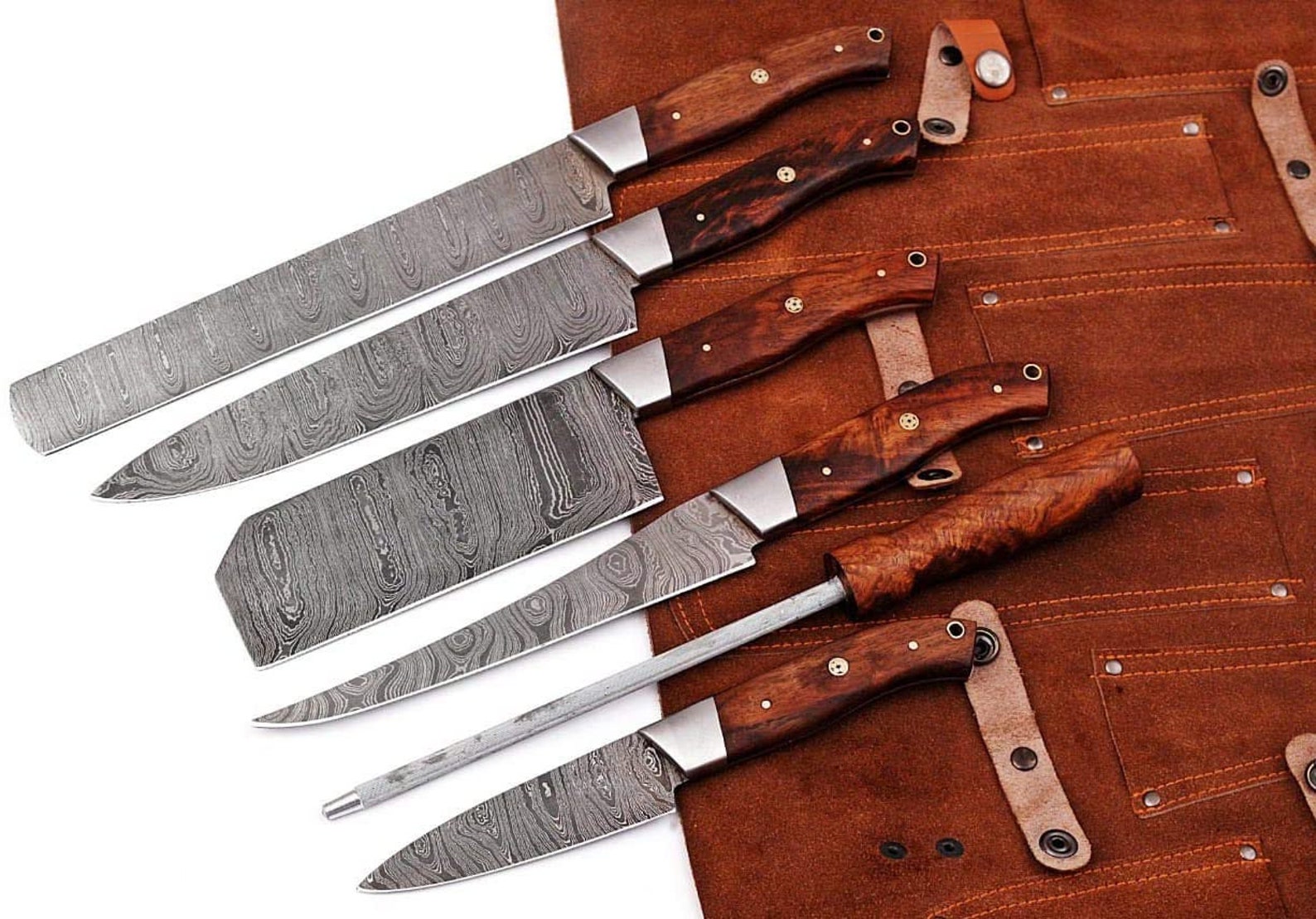 Hand Made Damascus 6 pieces BBQ and Kitchen Knife set Gift Etsy