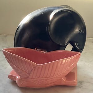 Vintage MCM Art Deco Ceramic Shawnee Elephant Planter.