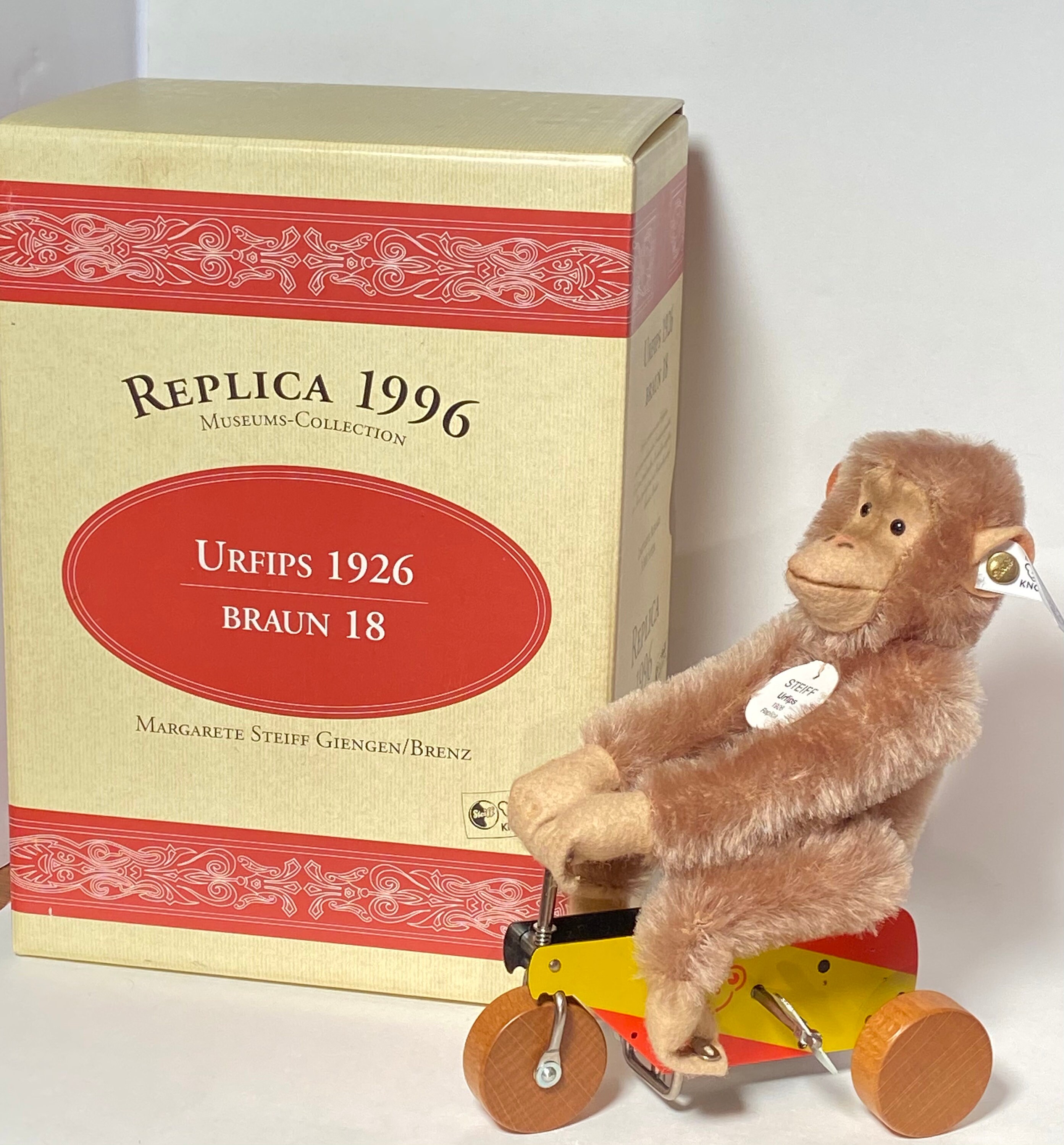 STEIFF Monkey on Tricycle Replica1996 / Urfips 1926 Braun 18 - Etsy UK