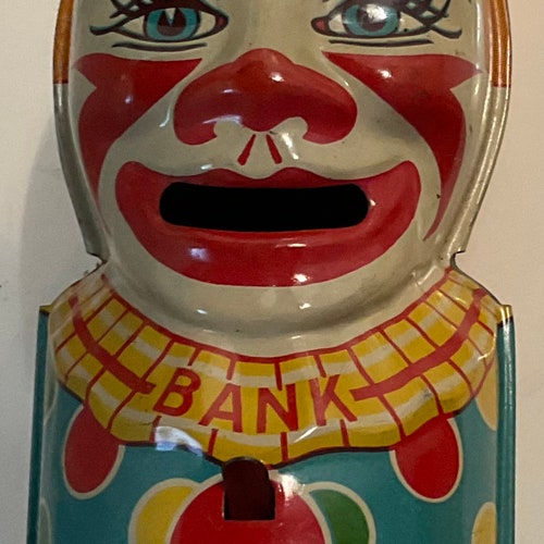 1950 vintage Chein shops clown bank