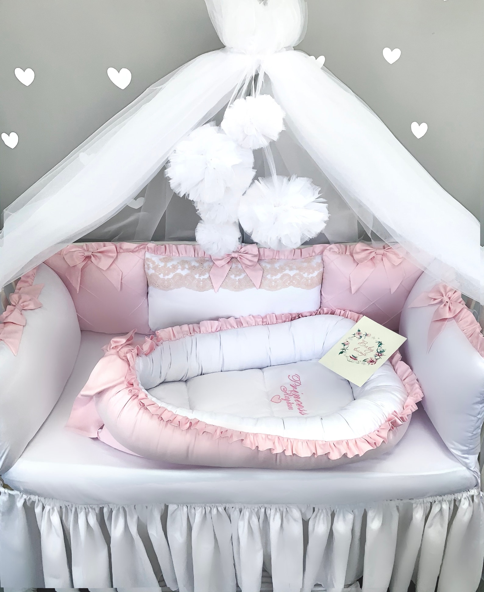 Baby Crib Bumper for girl Cot Bumper Pillow Set Crib baby Etsy